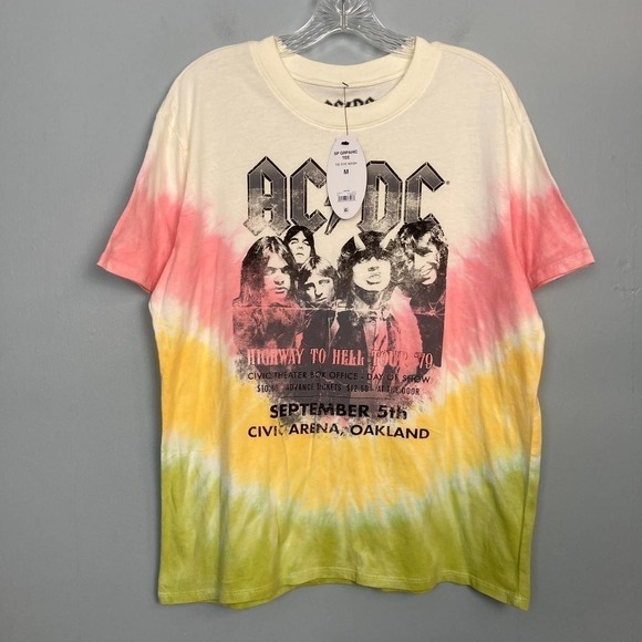 AC/CD Highway to Hell Tour '79 Reprint Tie Dye Wash Graphic Tee Size M Unisex - Picture 2 of 10